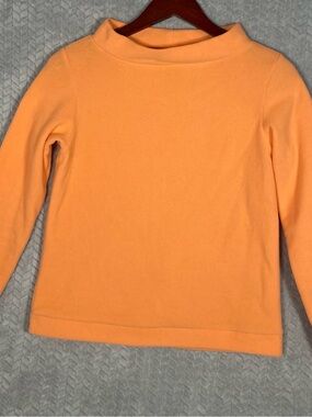 Dudley Stephens XS Orange Fleece Pullover  Mock Boat Neck Park Slope Vello USA